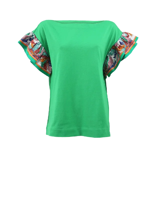 Silk Detail T-Shirt Sleek Women's Metallic