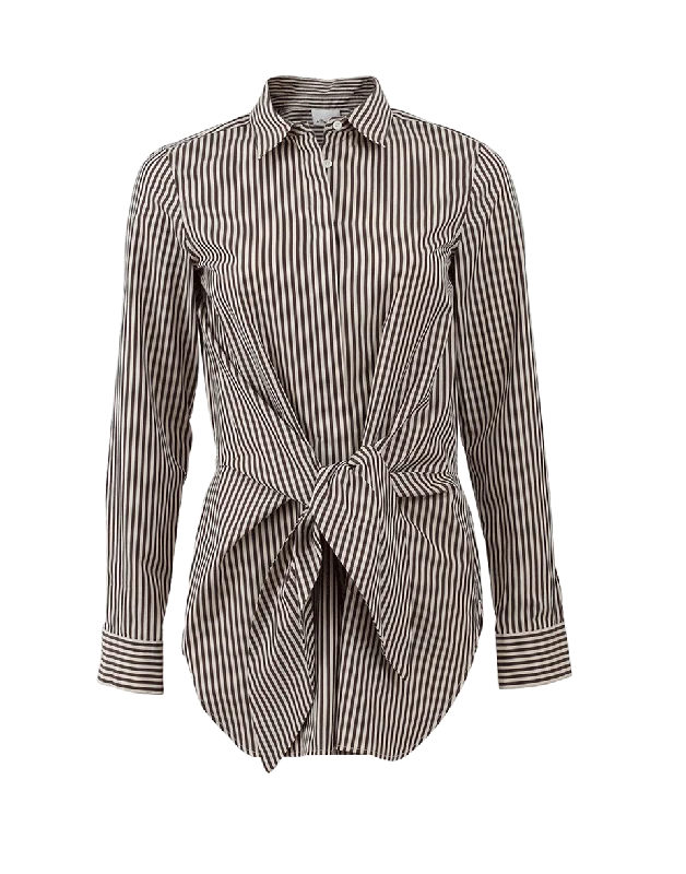 Tie Front Striped Top Modern Women's 