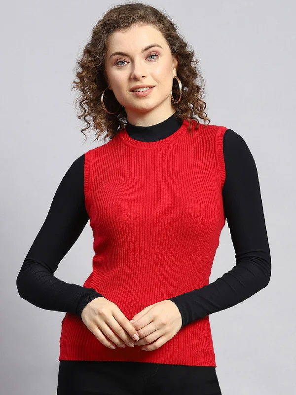 Women Red Solid Sceavy Compression