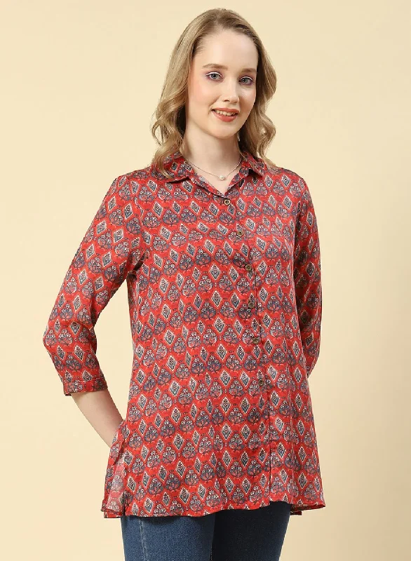 Women Red Printed Top