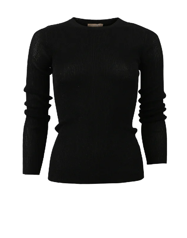 Metallic Knit Pullover Casual Women's Japanese 