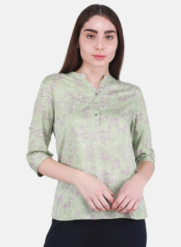 Women Green Printed Top