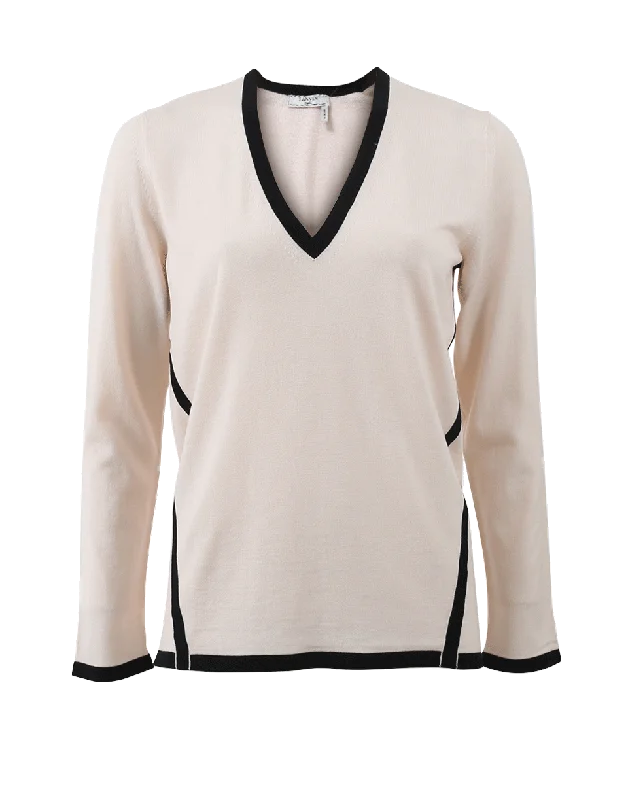 Contrast Seam Knit Top Trendy Women's 