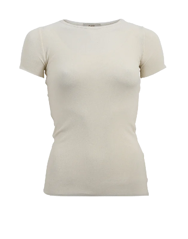 Sheer Neck Top Relaxed Women's 