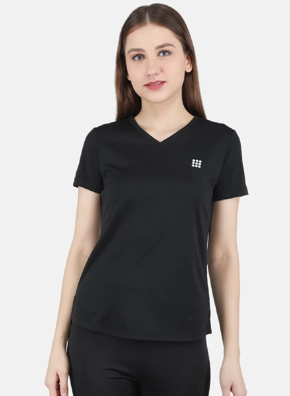 Women Black Solid Top Hip Women's Retro