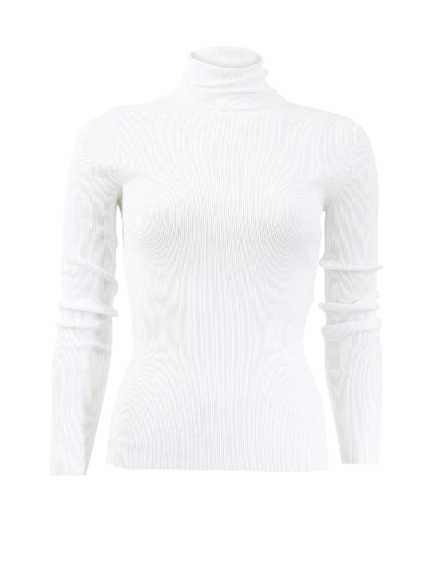 Fitted Turtleneck Top Laid - back Women's Style