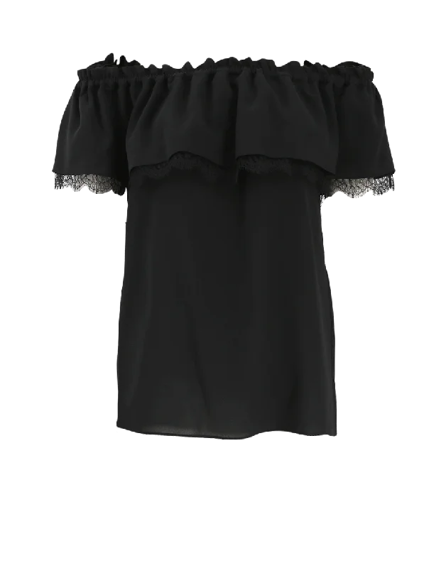 Off The Shoulder Lace Blouse Preppy Women's College