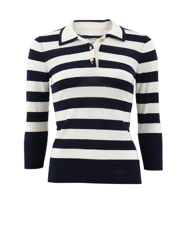 Rugby Stripe Sweater Elegant Women's Formal 