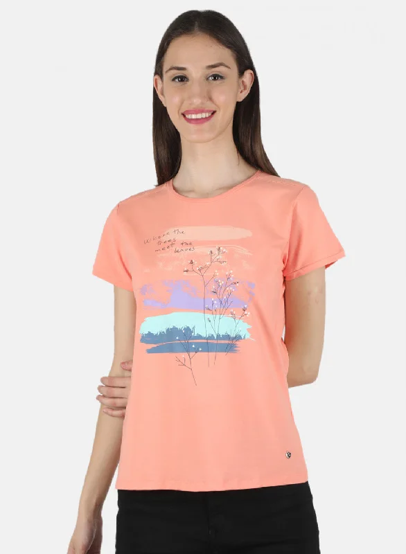 Women Peach Printed Top