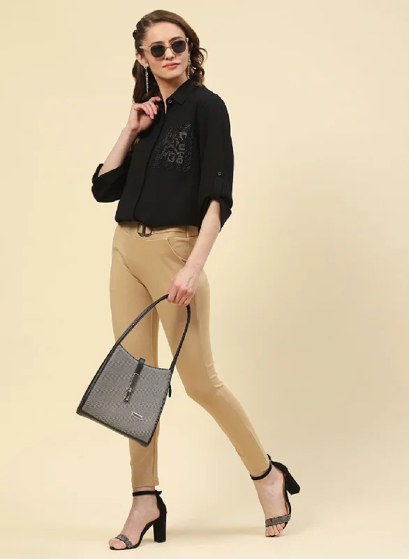 Women Black Plain Top Disco