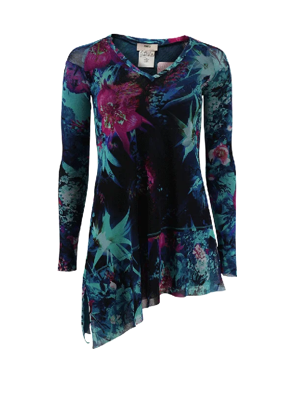 Floral Asymmetrical Top Monochromatic All - in - one