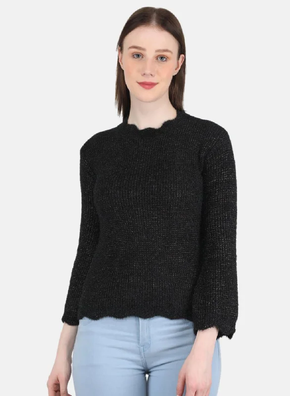 Women Black Self Design Top European