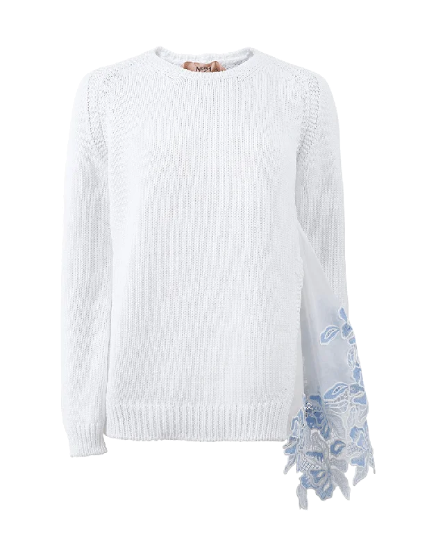 Lace Insert Chunky Sweater Artistic Women's Avant - 