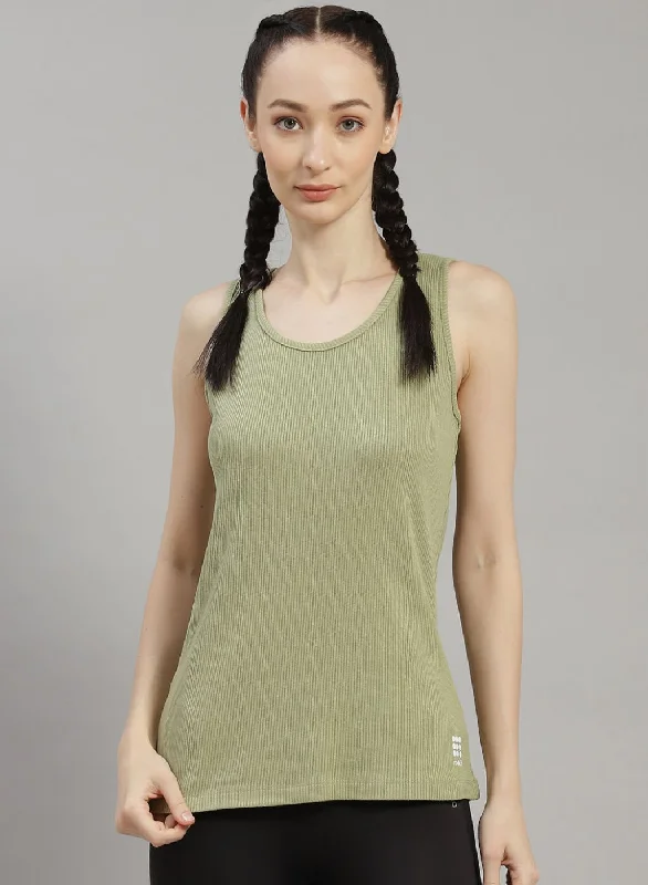 Women Green Solid Top Edgy Women's Punk