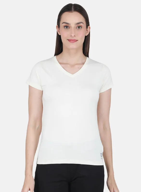 Rock-it Women Off White Solid Top Stylish Women's Neon