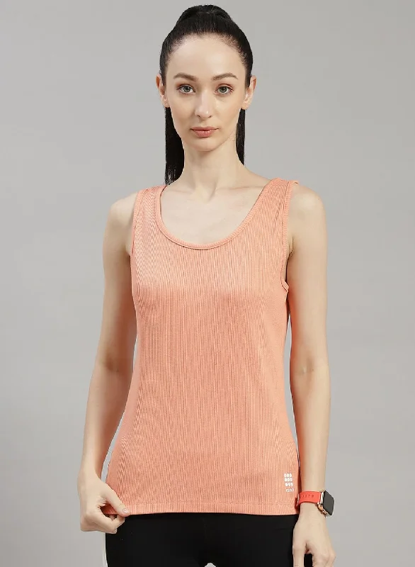 Women Peach Solid Top French