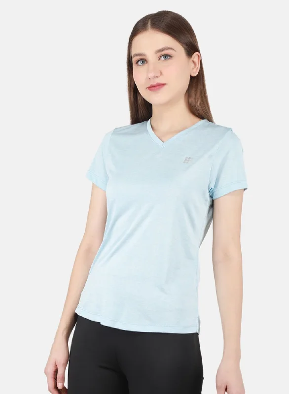 Women Blue Solid Top Minimalist Women's Casual