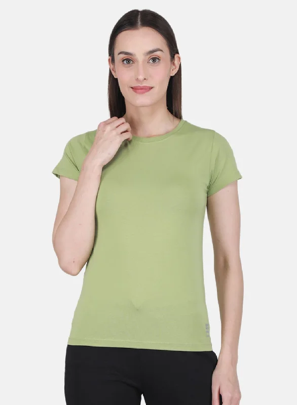 Rock-it Women Green Solid Top Modern Women's Tech