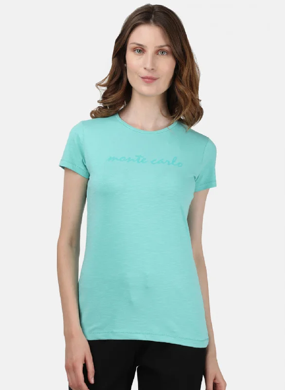 Womens Sea Green Printed Top