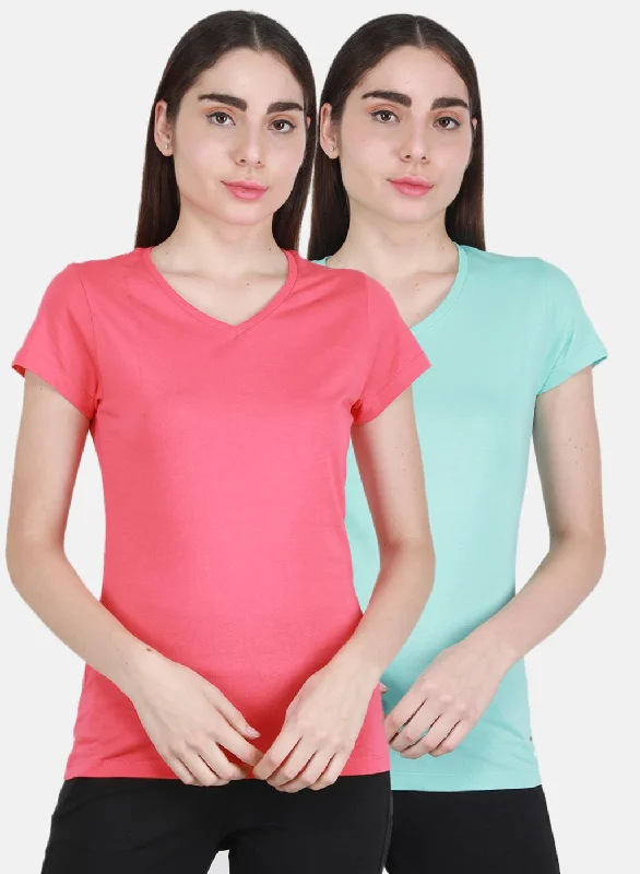 Women Pink & Aqua Blue Solid Top 2 Pc Set garde