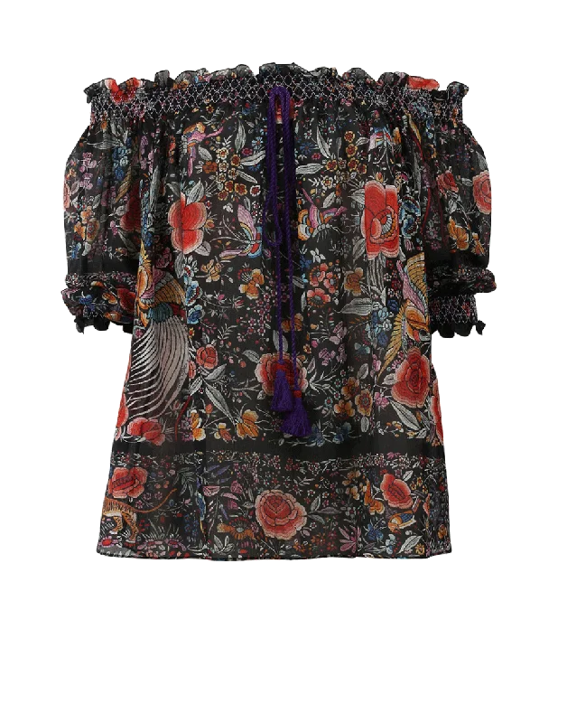 Garden Print Blouse Rugged Women's Outdoor 