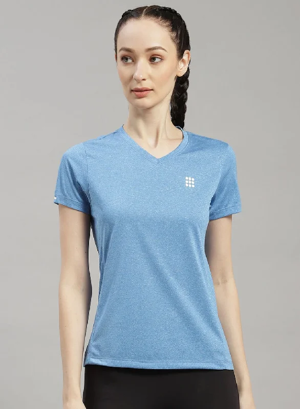 Women Blue Solid Top Sustainable Organic