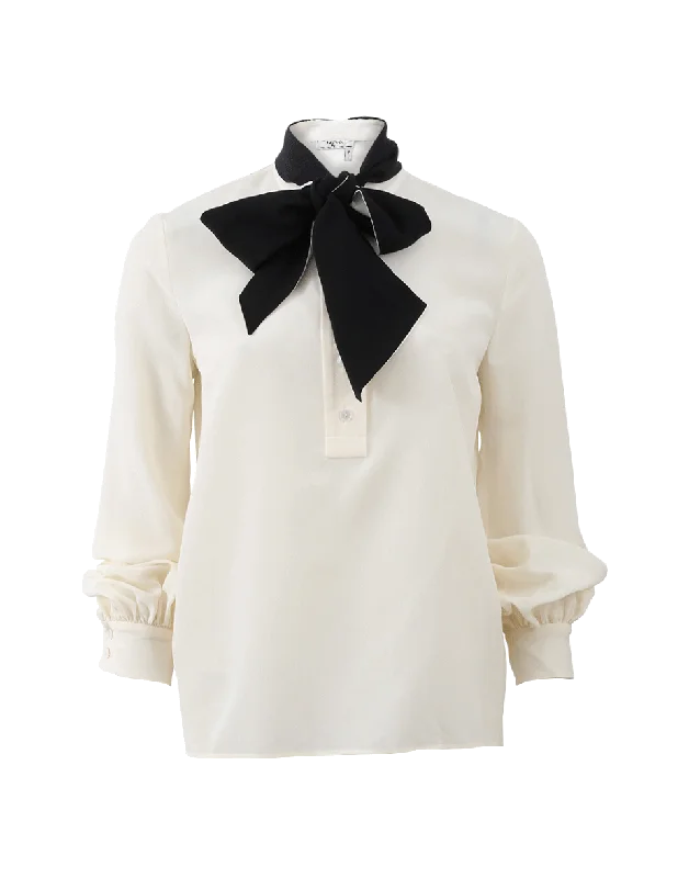 Tie Neck Blouse Luxurious Women's High -  end