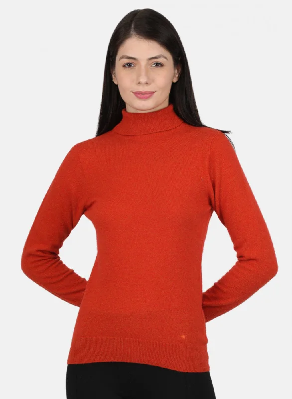 Women Orange Solid Top Sustainable Organic