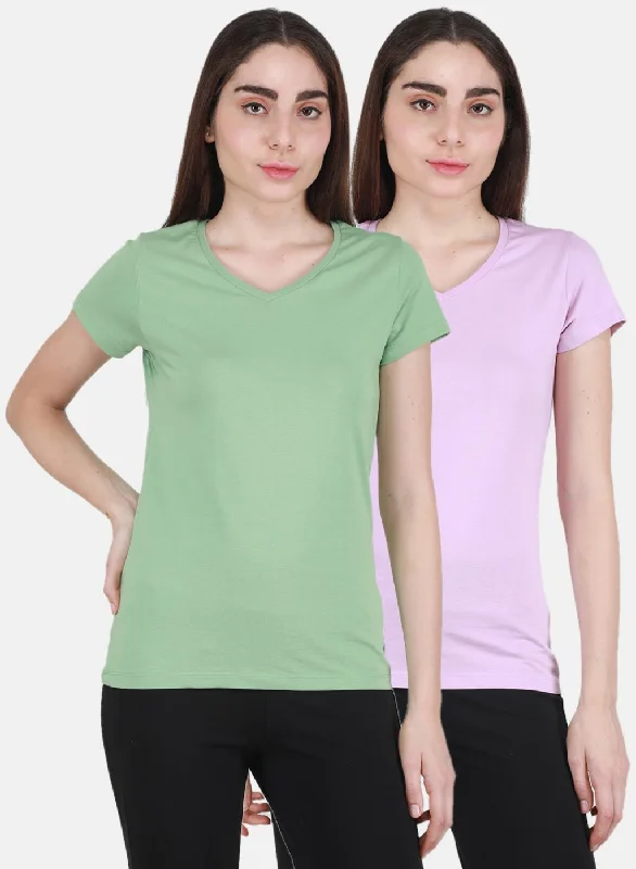 Women Green & Purple Solid Top 2 Pc Set Bold Women's Statement