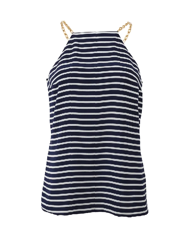 Chain Striped Halter Top Earthy Women's Hemp - based