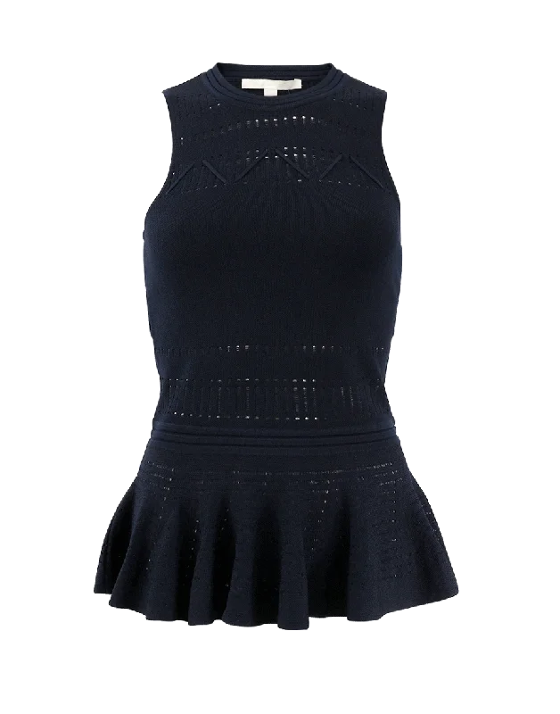 Lace Pointelle Knit Tank Preppy Women's College