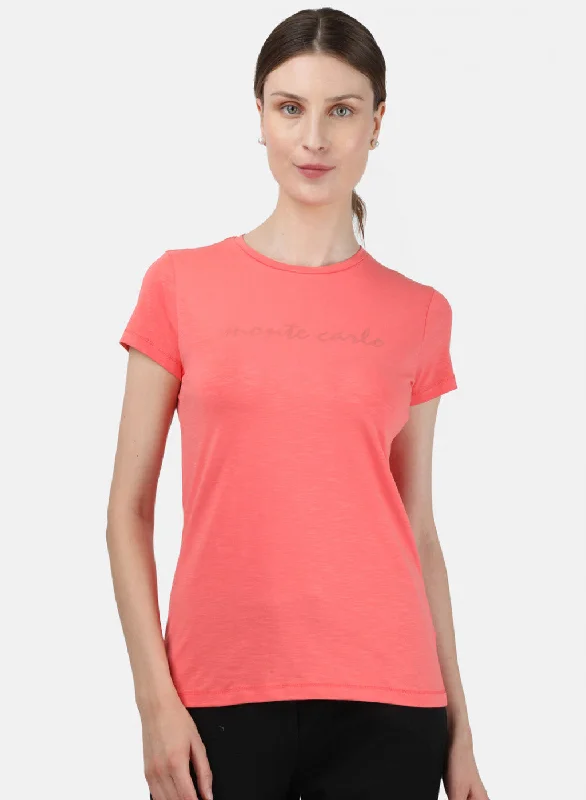 Womens Peach Printed Top