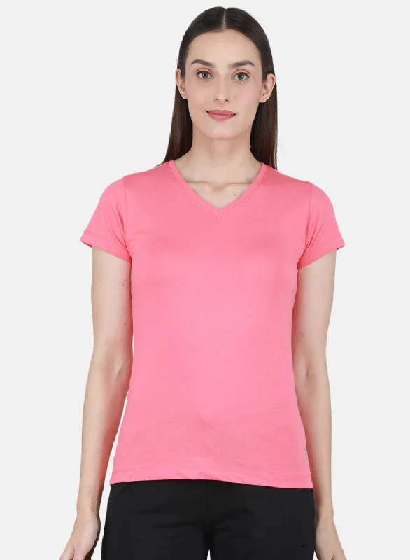Rock-it Women Pink Solid Top Artistic Women's Hand - painted