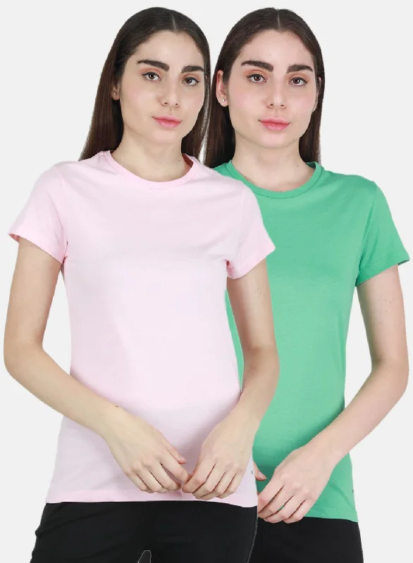 Women Green & Pink Solid Top 2 Pc Set Street