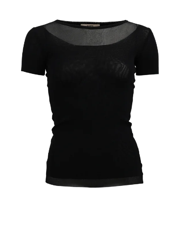 Sheer Neck Top European
