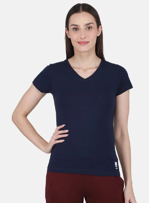 Rock-it Women NAvy Blue Solid Top Athletic Women's 
