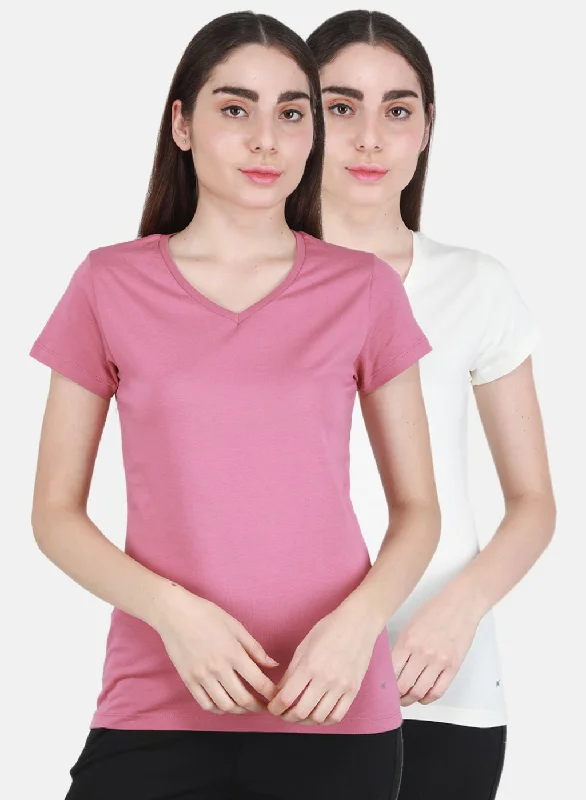 Women Pink & Off White Solid Top 2 Pc Set Australian Beach