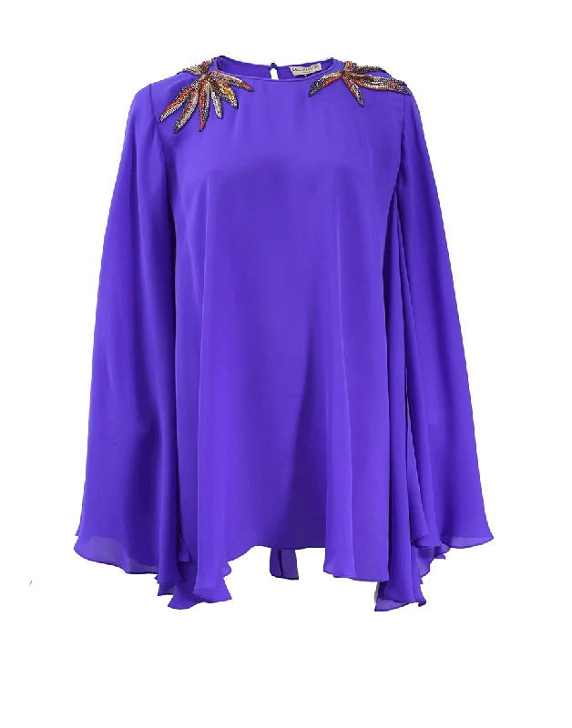 Embellished Shoulder Kaftan Blouse Stylish Women's Neon