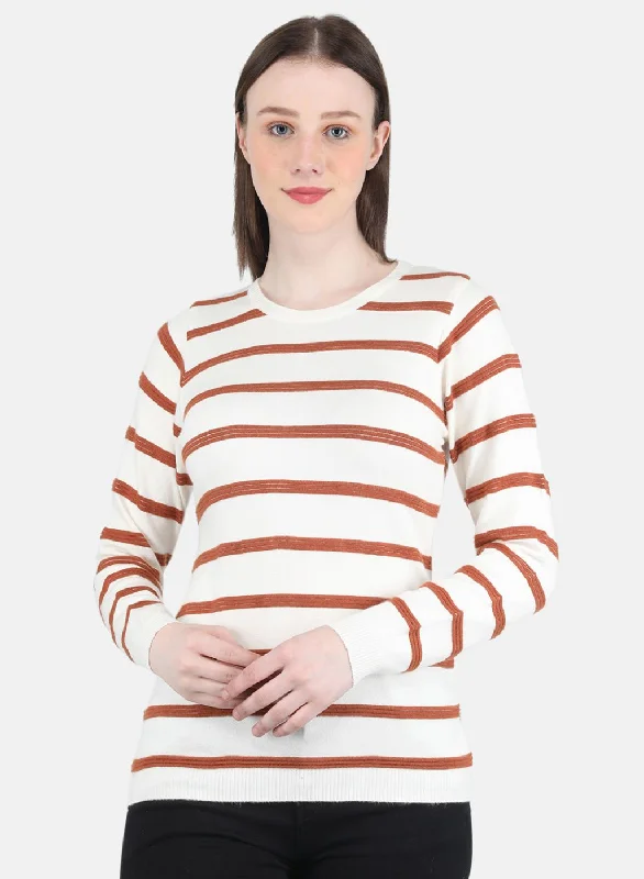 Women White Stripe Top Youthful Women's Pop