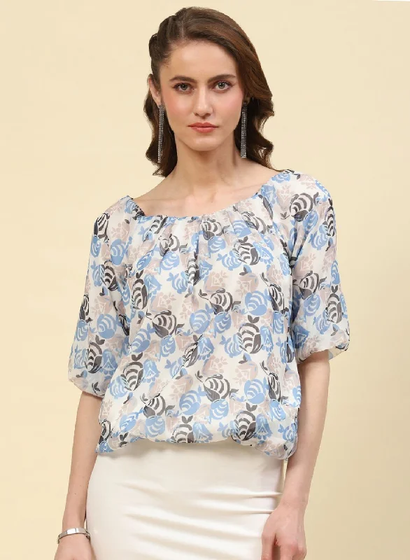 Women Blue Printed Top