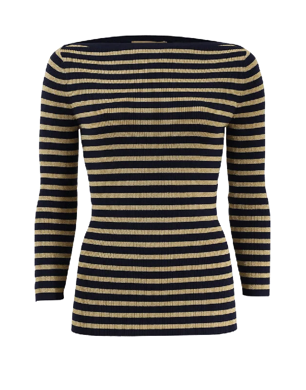 Metallic Striped Top Dapper Women's Bow - adorned