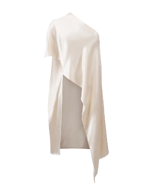 One Shoulder Bias Caftan Top Laid - back Women's Style
