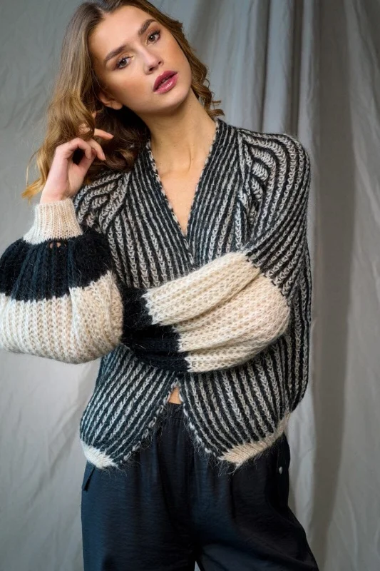 Noella - Liana Knit Cardigan - Cream/Black