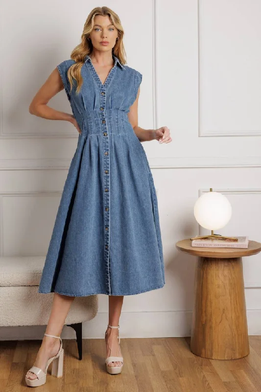 Penelope Denim Midi Dress