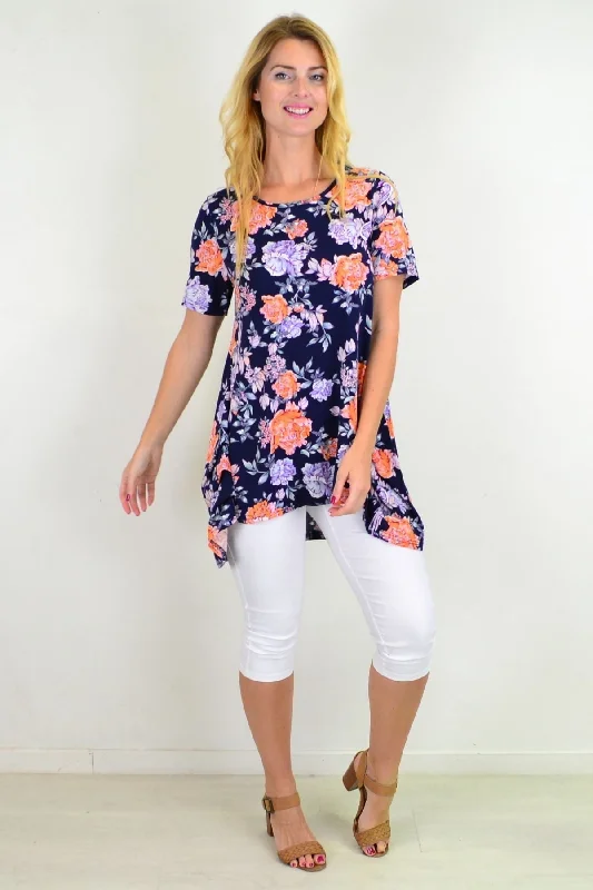 Floral Flamingo Tunic Top Classic Women's Pin - striped
