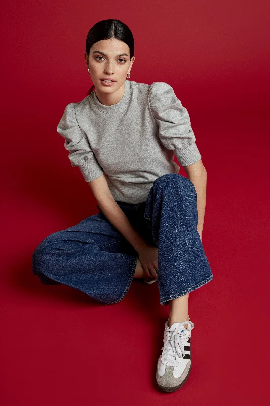 The Just Enough Puff Short Sleeve Sweatshirt in Heather Grey Elegant Women's Formal 