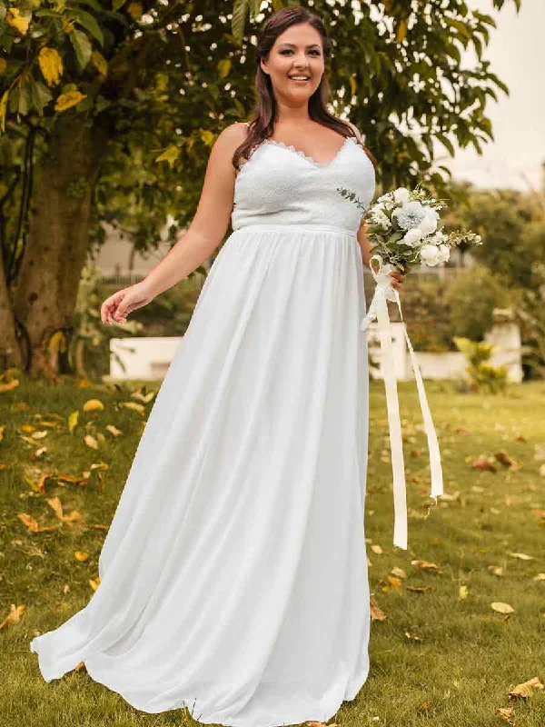 Plus Size Boho Beach Wedding Dress A-line Sleeveless