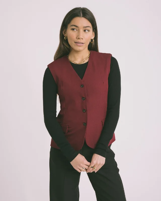 Elen Gilet Bordeaux Sleek Women's 
