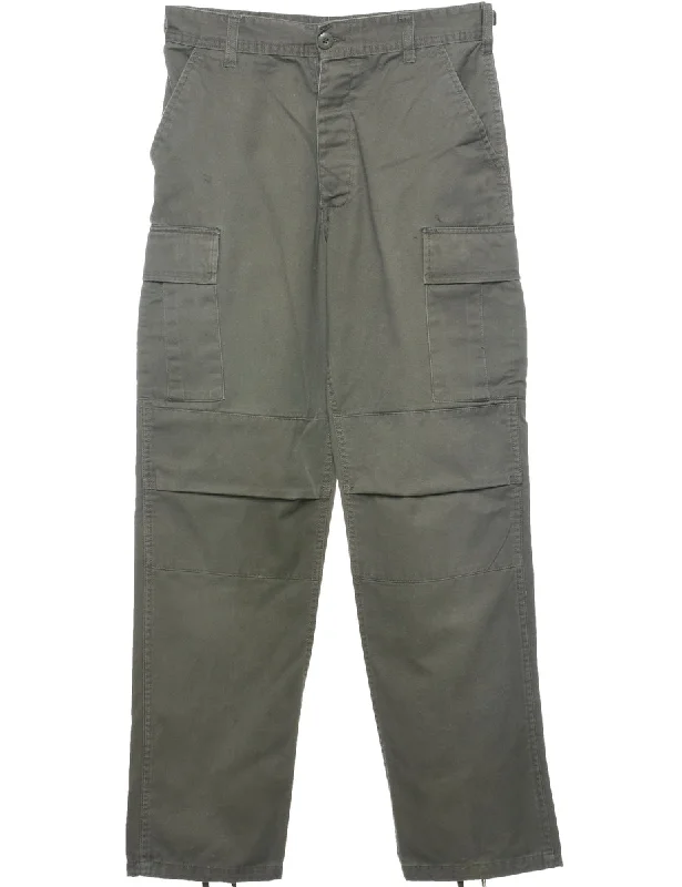 Classic Green Cargo Trousers - W30 L31 British Gentlewoman Style