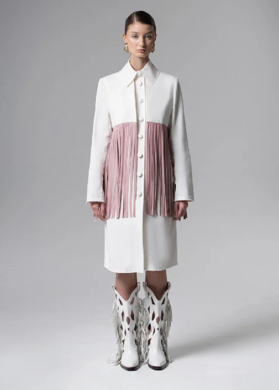 BLUSH FRINGE TRENCH-DRESS Vacation